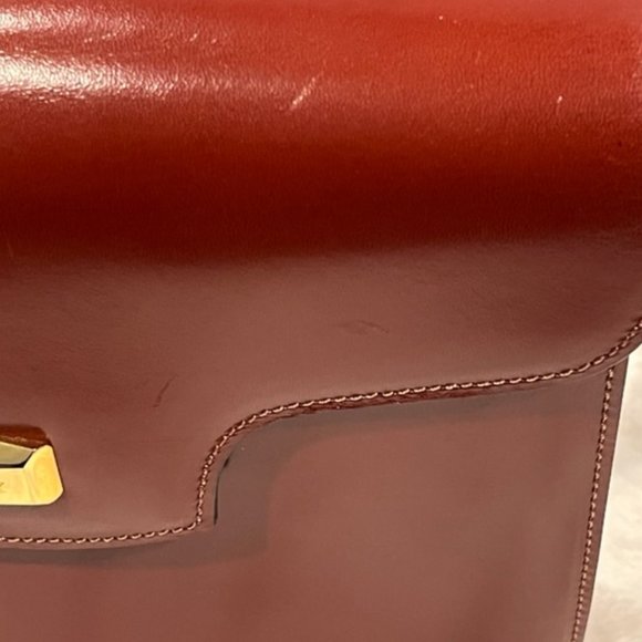 Vintage BALLY Structured Cognac Brown Leather Bag - Picture 13 of 14